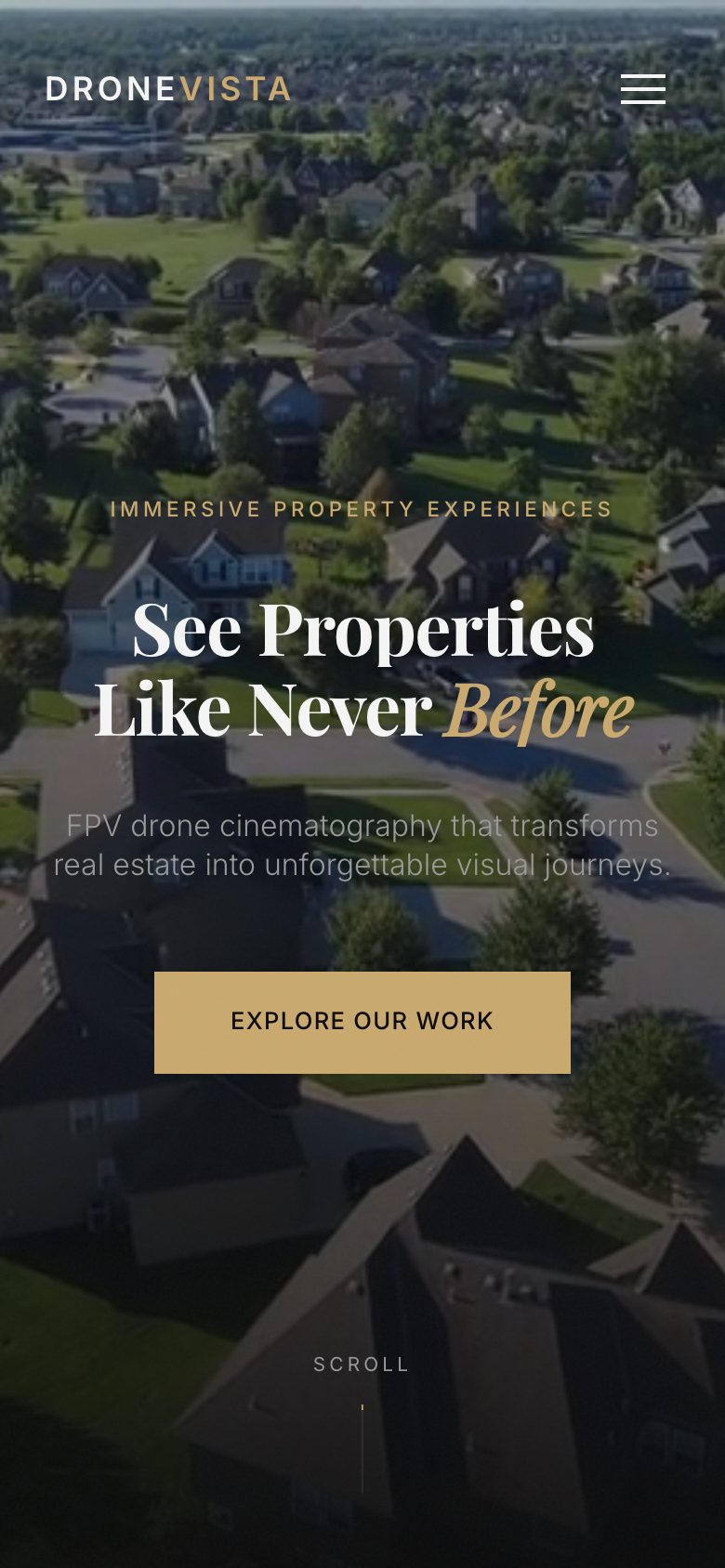 Drone Vista template — mobile view